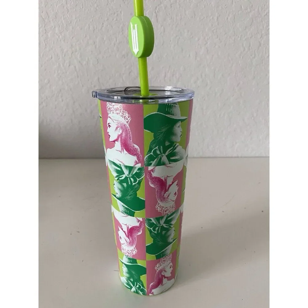 Universal Studios WICKED Elphaba‎ And Glinda Metal Tumbler With Straw NEW